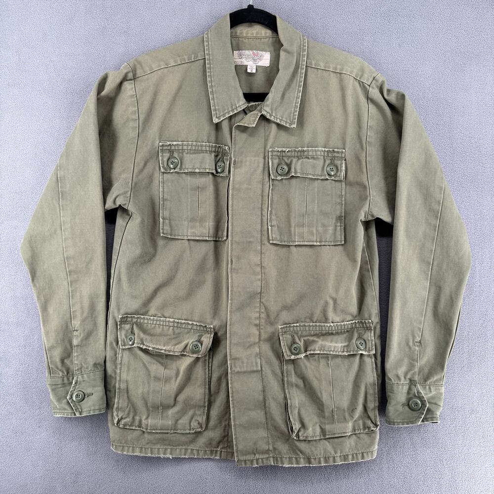 Ecote UO Embroidered Utility Surplus Military‎ Jacket S Green Boho Button Down